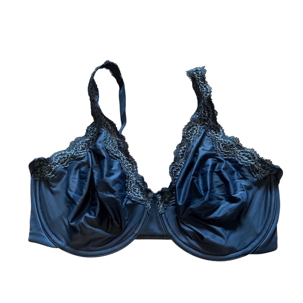 Wacoal Retro Chic Full Figure Underwire Bra 855301 Slate Blue Lace 36G US